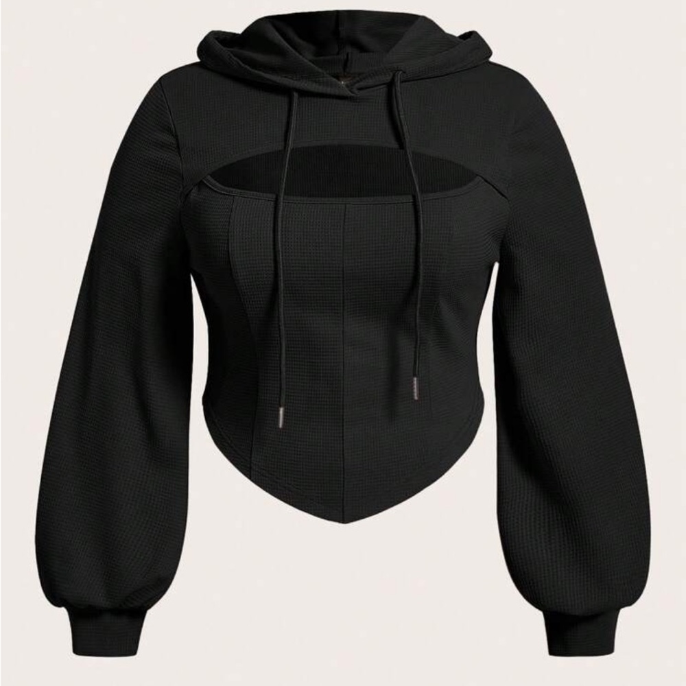 SHEIN Black Textured Hoodie